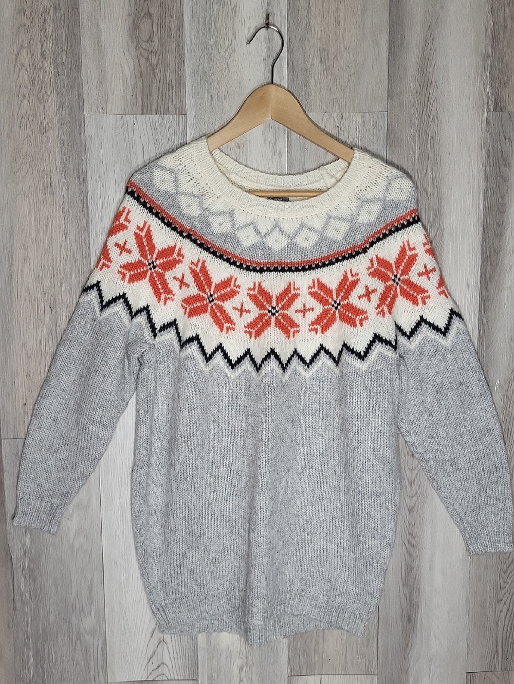 Aerie Wool Alpaca Blend Fair Isle Sweater Oversized Nordic Ski Soft Womens M